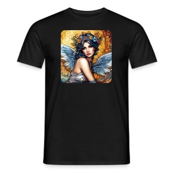Engel mit Blumen - Männer T-Shirt - Schwarz - Vorne - AI Model Male 178 light (178cm)