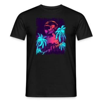 Sunset Rider Synthwave Design 80s - Männer T-Shirt - Schwarz - Vorne - AI Model Male 178 light (178cm)