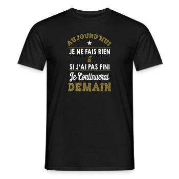 Je ne fais rien humour - T-shirt homme - noir - Devant - AI Model Male 178 light (178cm)