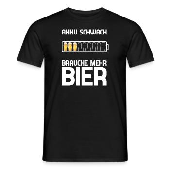 Akku Schwach Brauche mehr Bier - Männer T-Shirt - Schwarz - Vorne - AI Model Male 178 light (178cm)