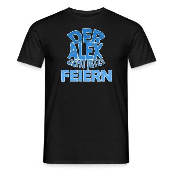 Alex va fêter - T-shirt homme - noir - Devant - AI Model Male 178 light (178cm)