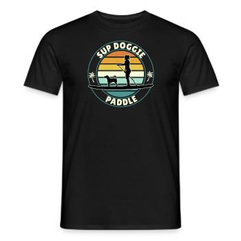 SUP DOGGIE PADDLE pour padddler stand-up avec chien - T-shirt homme - noir - Devant - AI Model Male 178 light (178cm)