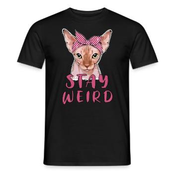 Restez bizarre Sphynx Cat Cat Owner Gift - T-shirt homme - noir - Devant - AI Model Male 178 light (178cm)