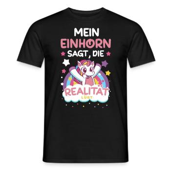 Mein Einhorn sagt, die Realität lügt Einhorn Shirt - Männer T-Shirt - Schwarz - Vorne - AI Model Male 178 light (178cm)