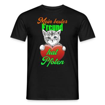 Katzenpfote Katzen Katzenfreund Katzenbesitzer - Männer T-Shirt - Schwarz - Vorne - AI Model Male 178 light (178cm)