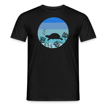Zoo Animal Lovers Ocean Animal Retro Turtle - Men's T-Shirt - black - Front - AI Model Male 178 light (178cm)