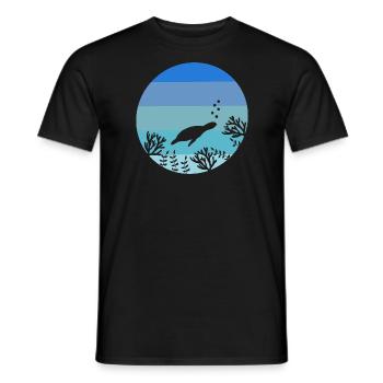 Amoureux des animaux Créatures de la mer Tortue rétro - T-shirt homme - noir - Devant - AI Model Male 178 light (178cm)