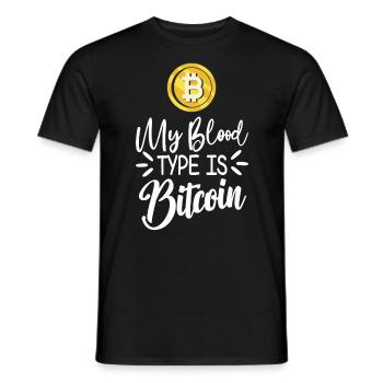 Bitcoin BTC Crypto Blockchain Coin Exchange Coin - Men's T-Shirt - black - Front - AI Model Male 178 light (178cm)