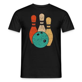 Bowling Kegeln Team Retro Pins - Männer T-Shirt - Schwarz - Vorne - AI Model Male 178 light (178cm)