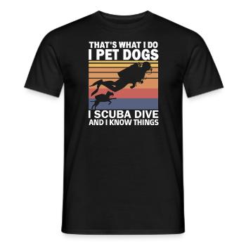 Je caresse les chiens Je plonge Je sais des choses - T-shirt homme - noir - Devant - AI Model Male 178 light (178cm)