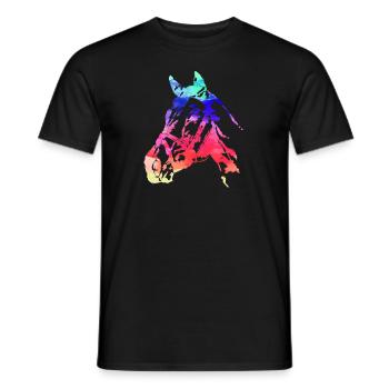 horse's head,horse,watercolor,pink,painting,colorful - Men's T-Shirt - black - Front - AI Model Male 178 light (178cm)