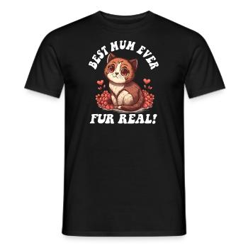 Fête des mères avec fourrure de chat Vraie fête des mères mignonne - T-shirt homme - noir - Devant - AI Model Male 178 light (178cm)