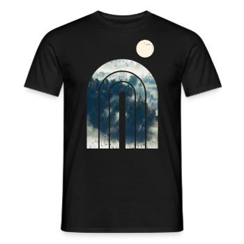 Geometrisches Design - Wald im Nebel - Männer T-Shirt - Schwarz - Vorne - AI Model Male 178 light (178cm)