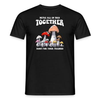 Trendy Funky Hippie Root For Your Friends Mushroom - Men's T-Shirt - black - Front - AI Model Male 178 light (178cm)