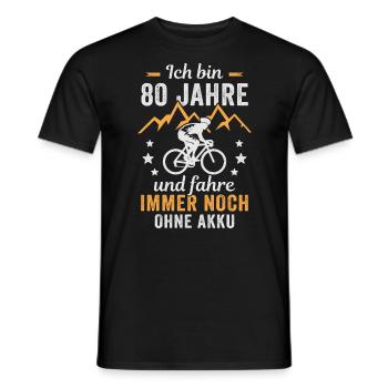Radfahrer 80. Geburtstag Fahrrad ohne Akku - Männer T-Shirt - Schwarz - Vorne - AI Model Male 178 light (178cm)