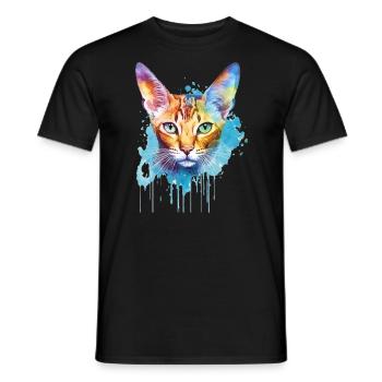 Eine farbenfrohe Siamkatze - Männer T-Shirt - Schwarz - Vorne - AI Model Male 178 light (178cm)