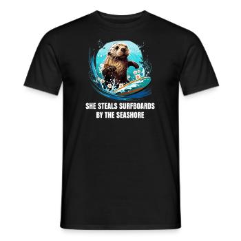 Otter 841 Surfing Santa Cruz Otter 841 - Men's T-Shirt - black - Front - AI Model Male 178 light (178cm)