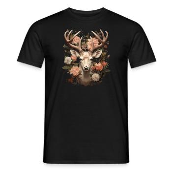 Festival folklorique des fleurs de cerf traditionnel chemise pour femmes - T-shirt homme - noir - Devant - AI Model Male 178 light (178cm)