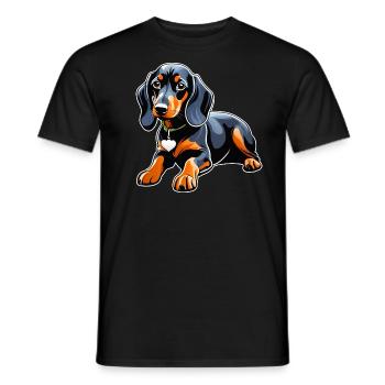 Niedlicher Dackel Hund - Männer T-Shirt - Schwarz - Vorne - AI Model Male 178 light (178cm)