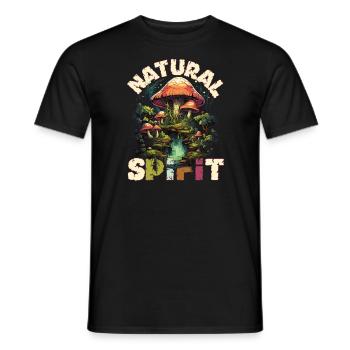 Aesthetic Goblincore Cottagecore Mushrooms Nature Motif - T-shirt homme - noir - Devant - AI Model Male 178 light (178cm)