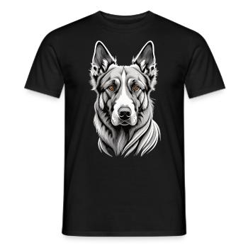 Majestic Beauty: The German Shepherd in White - Men's T-Shirt - black - Front - AI Model Male 178 light (178cm)