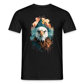 Die Freiheit des Himmels: Adler und Berglandschaft - Männer T-Shirt - Schwarz - Vorne - AI Model Male 178 light (178cm)