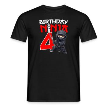 Kids Birthday Ninja Shirt - 4 Year Old Ninja Birth - Männer T-Shirt - Schwarz - Vorne - AI Model Male 178 light (178cm)