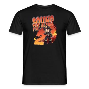 Thème de garçon d’anniversaire de pompier pour enfants de 2 ans - T-shirt homme - noir - Devant - AI Model Male 178 light (178cm)