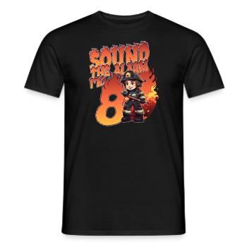 Thème de garçon d’anniversaire de pompier de 8 ans pour enfants - T-shirt homme - noir - Devant - AI Model Male 178 light (178cm)
