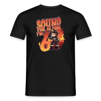 Thème garçon d’anniversaire de pompier de 6 ans pour enfants - T-shirt homme - noir - Devant - AI Model Male 178 light (178cm)