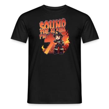 Thème de garçon d’anniversaire de pompier pour enfants de 7 ans - T-shirt homme - noir - Devant - AI Model Male 178 light (178cm)