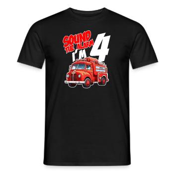 Kids Fire Truck 4 Year Old Firefighter Birthday - Männer T-Shirt - Schwarz - Vorne - AI Model Male 178 light (178cm)