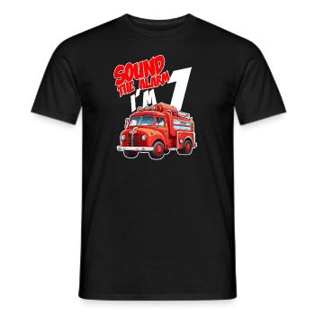 Kids Fire Truck 1 Year Old Firefighter Birthday - Männer T-Shirt - Schwarz - Vorne - AI Model Male 178 light (178cm)