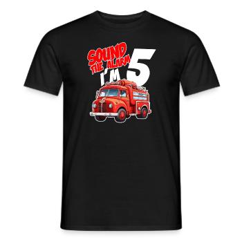 Kids Fire Truck 5 Year Old Firefighter Birthday - Männer T-Shirt - Schwarz - Vorne - AI Model Male 178 light (178cm)