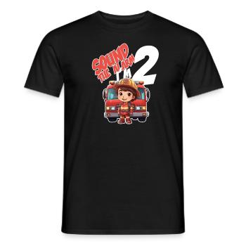 Thème de garçon d’anniversaire de pompier pour enfants de 2 ans - T-shirt homme - noir - Devant - AI Model Male 178 light (178cm)
