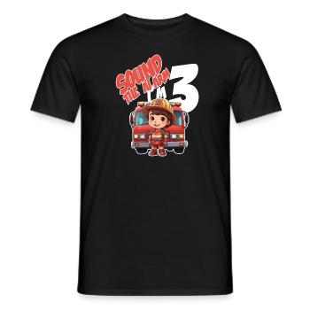 Kids Firefighter 3 Year Old Birthday Boy Theme - Männer T-Shirt - Schwarz - Vorne - AI Model Male 178 light (178cm)