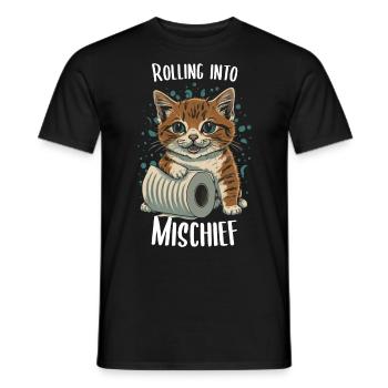 Bouffonneries joyeuses : chat et papier toilette - T-shirt homme - noir - Devant - AI Model Male 178 light (178cm)