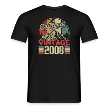 Vintage 2008 Retro Cadeau Anniversaire Né En 2008 - T-shirt homme - noir - Devant - AI Model Male 178 light (178cm)