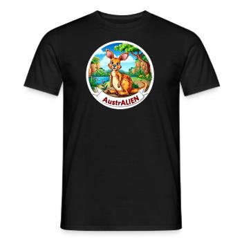 ausAustralia Roo Aussie Funny Australien Kangaroo - Men's T-Shirt - black - Front - AI Model Male 178 light (178cm)