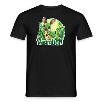 ausAustralia Roo Aussie Funny Australien Kangaroo - Men's T-Shirt - black - Front - AI Model Male 178 light (178cm)