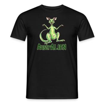 ausAustralia Roo Aussie Funny Australien Kangaroo - Men's T-Shirt - black - Front - AI Model Male 178 light (178cm)