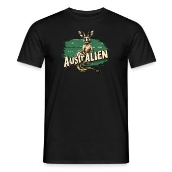 ausAustralia Roo Aussie Funny Australien Kangaroo - Men's T-Shirt - black - Front - AI Model Male 178 light (178cm)