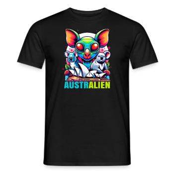 ausAustralia Roo Aussie Funny Australien Kangaroo - Men's T-Shirt - black - Front - AI Model Male 178 light (178cm)