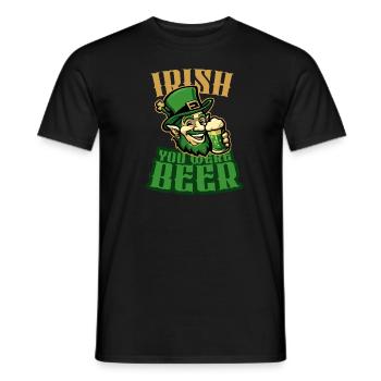 Irish you were Beer - Funny Irish St. Patricks Day - Männer T-Shirt - Schwarz - Vorne - AI Model Male 178 light (178cm)