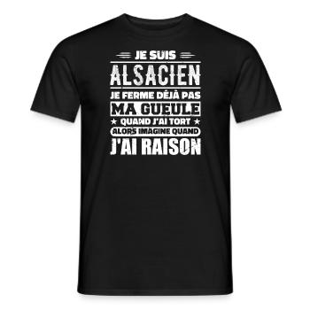 Alsacien Je Ferme Pas Ma Gueule Humour Alsace - T-shirt homme - noir - Devant - AI Model Male 178 light (178cm)