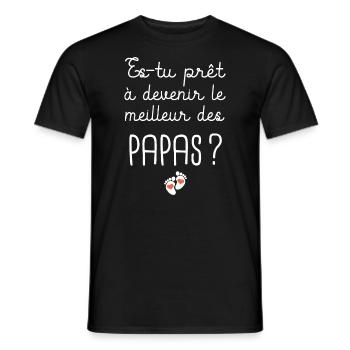 annonce grossesse papa enceinte futur papa maman - T-shirt homme - noir - Devant - AI Model Male 178 light (178cm)