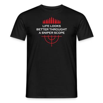 La vie semble meilleure à travers une lunette de sniper - T-shirt homme - noir - Devant - AI Model Male 178 light (178cm)