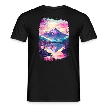 Retro Japanese Aaesthetic Landscape - Men's T-Shirt - black - Front - AI Model Male 178 light (178cm)
