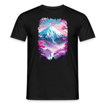 Retro Japanese Aaesthetic Landscape - Men's T-Shirt - black - Front - AI Model Male 178 light (178cm)
