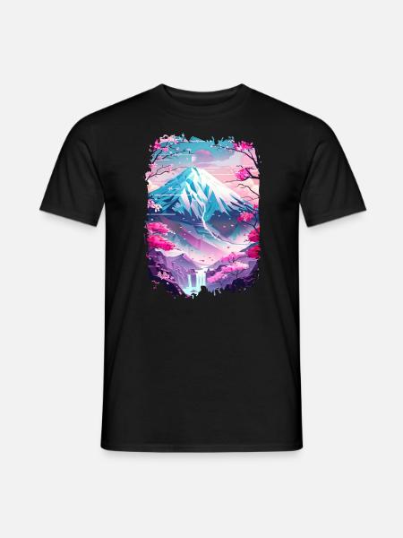 Retro Japanische Aästhetische Landschaft - Männer T-Shirt - Schwarz